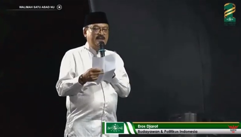 Pembacaan Puisi Oleh Erros Djarot di Walimah Satu Abad NU & Konser Rebana 2024 Orang
